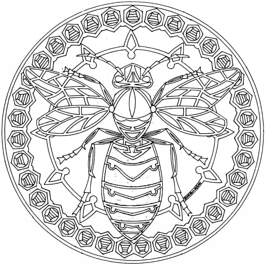 Bee Animal Mandala Coloring Pages
