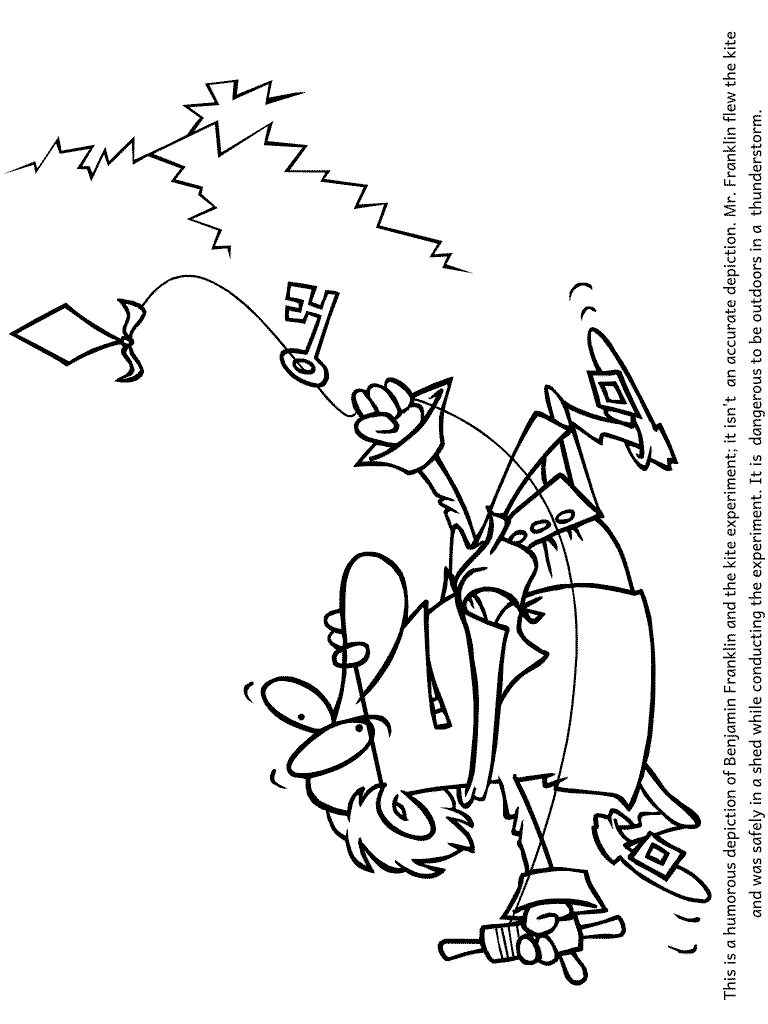 Benjamin Franklin And The Kite Experiment Coloring Page