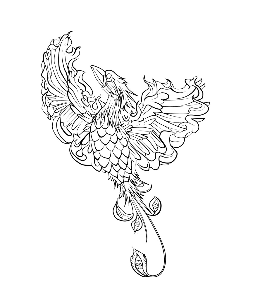 Bird Phoenix Free Coloring Page