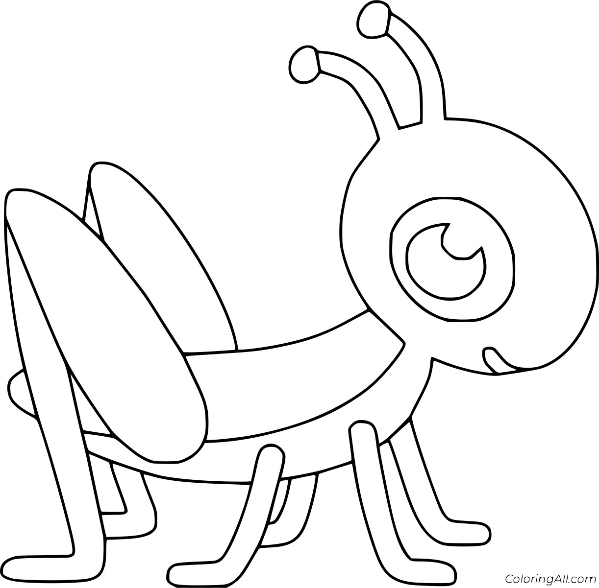 Blank Cartoon Grasshopper Coloring Page