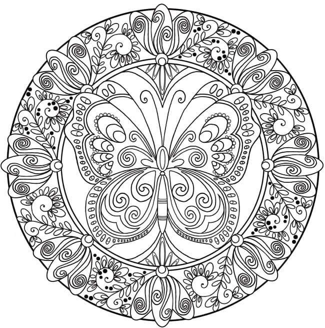 Butterfly Mandala Coloring Page for Adults Coloring Page