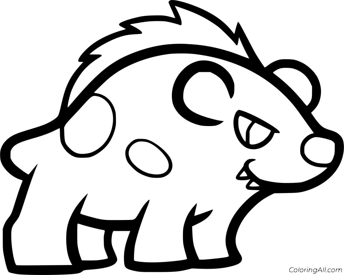 Cartoon Baby Hyena Printable Coloring Page
