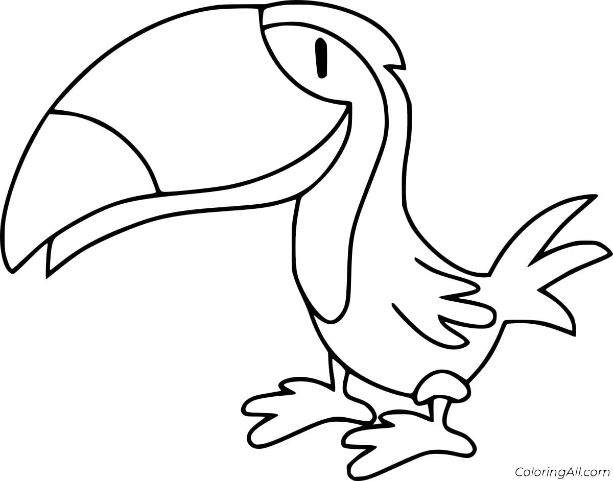 Cartoon Funny Toucan To Print Coloring Page