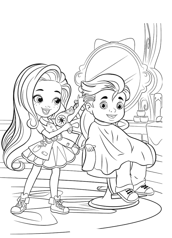 Cartoon Hairdresser Image Coloring Page