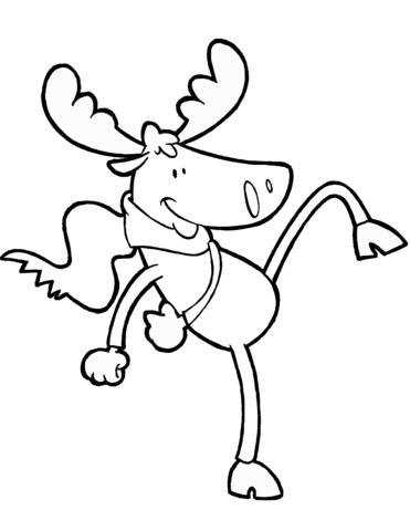 Cartoon Moose Free Coloring Page