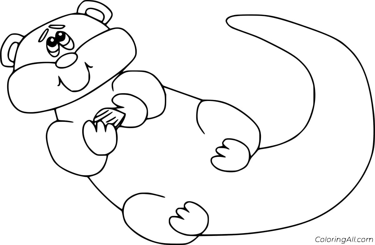 Cartoon Otter Floating Free Coloring Page