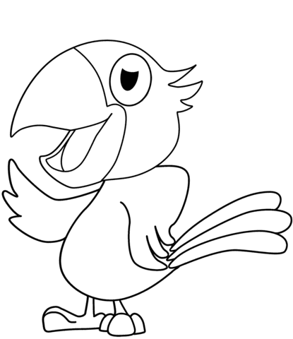 Cartoon Parrot Cute Free Printable Coloring Page