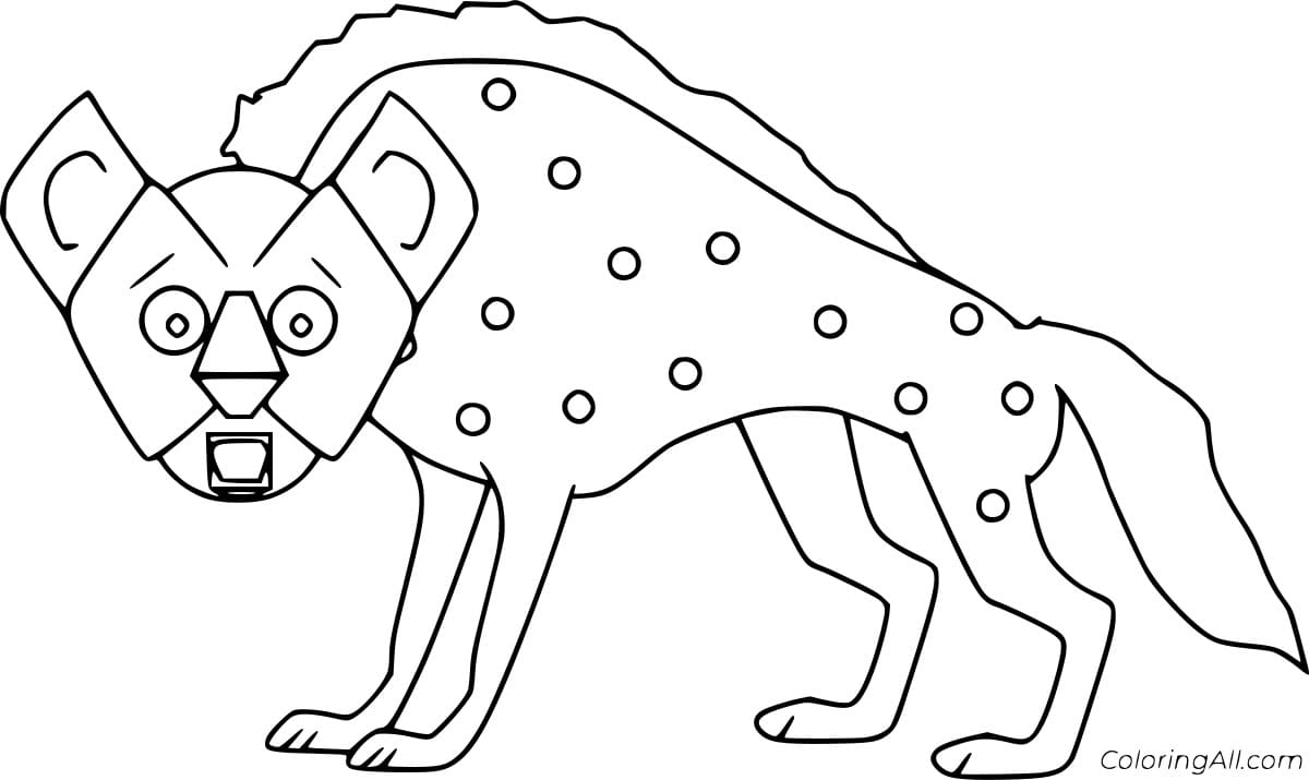 Cartoon Spotted Hyena Free Printable Coloring Page