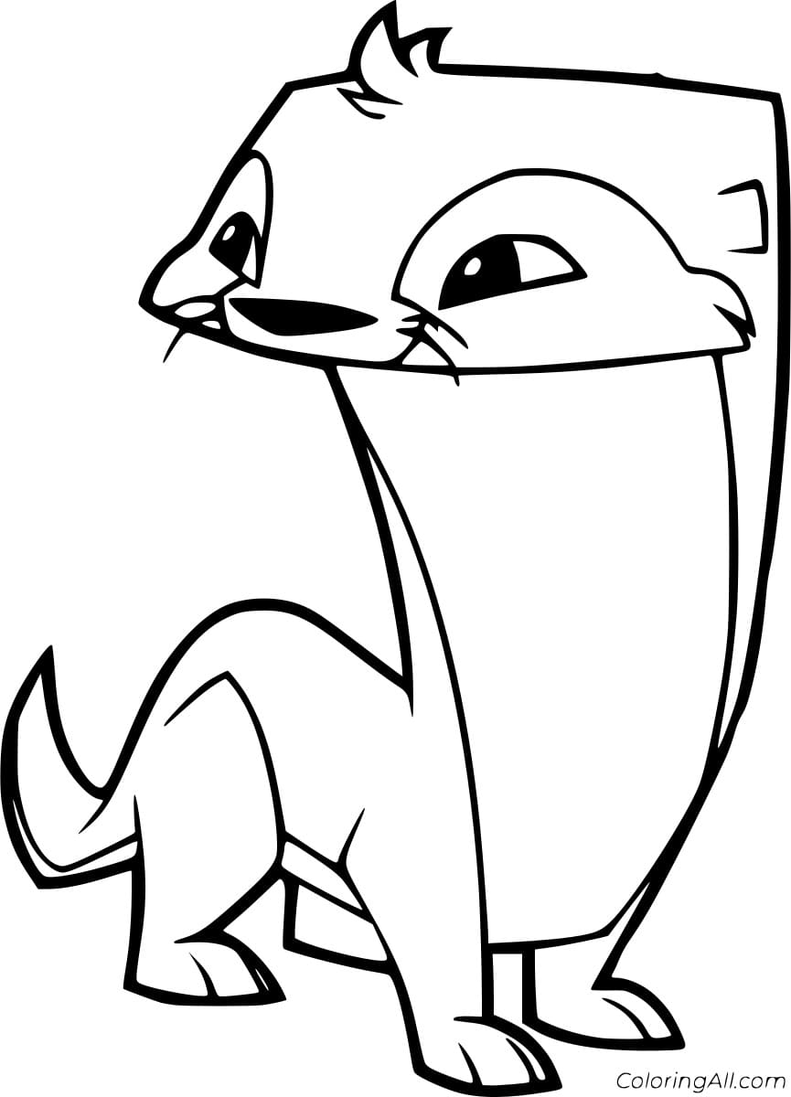 Cartoon Square Otter Free Printable Coloring Page