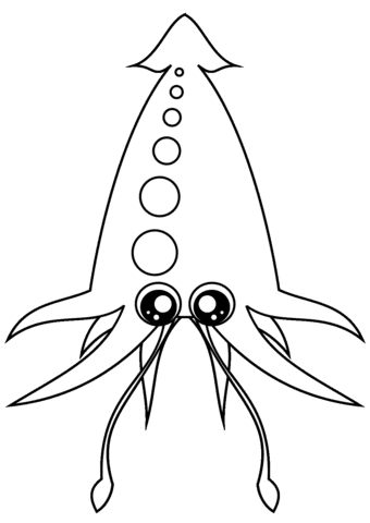 Cartoon Squid Free Printable Coloring Page