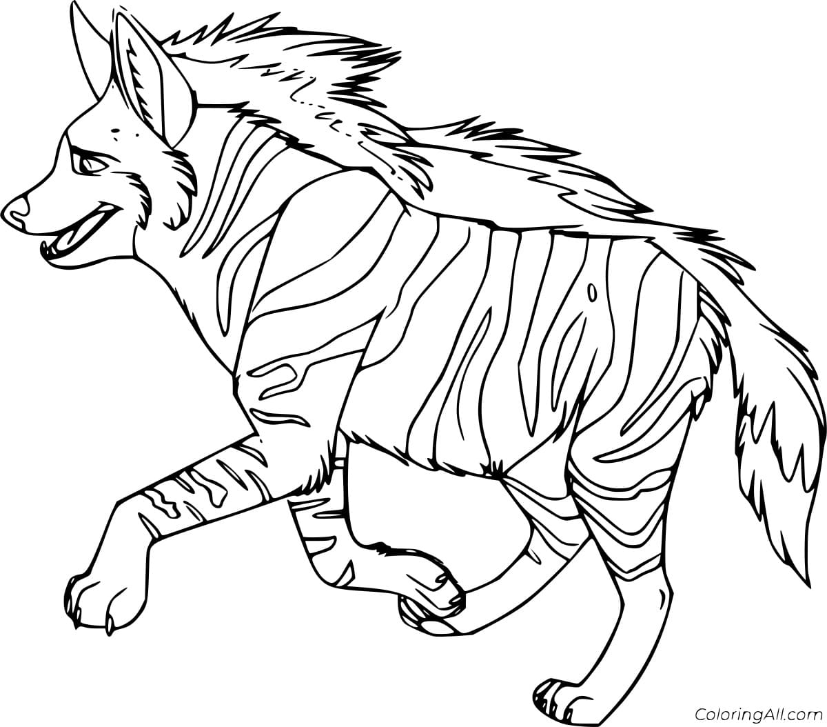 Cartoon Striped Hyena Free Coloring Page
