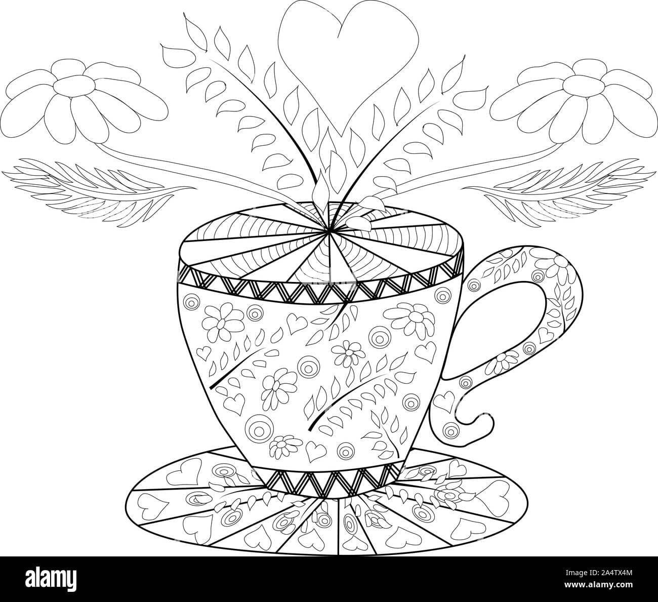 Cartoon Teapot Black And White Coloring Page