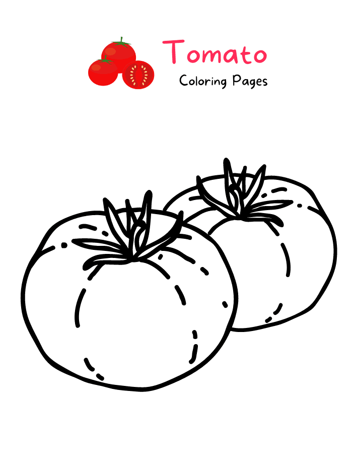 Cartoon Tomato Free Printable Coloring Page