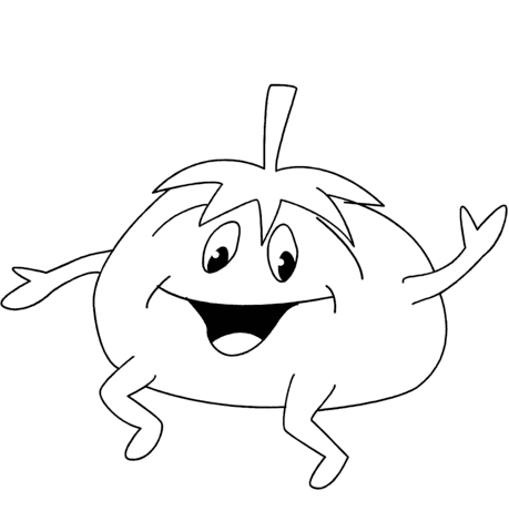 Cartoon Tomato Picture Coloring Page