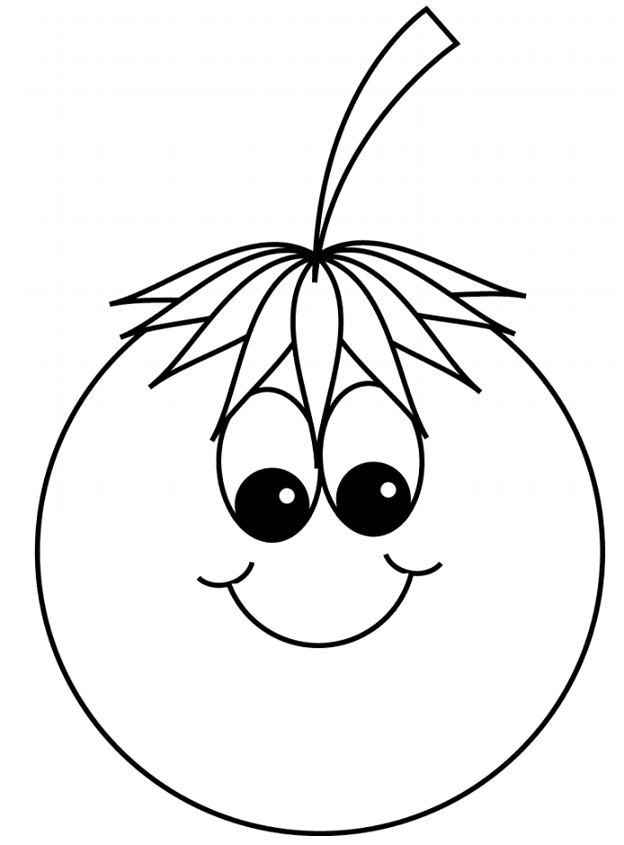Cartoon Tomato Smiling Free Coloring Page