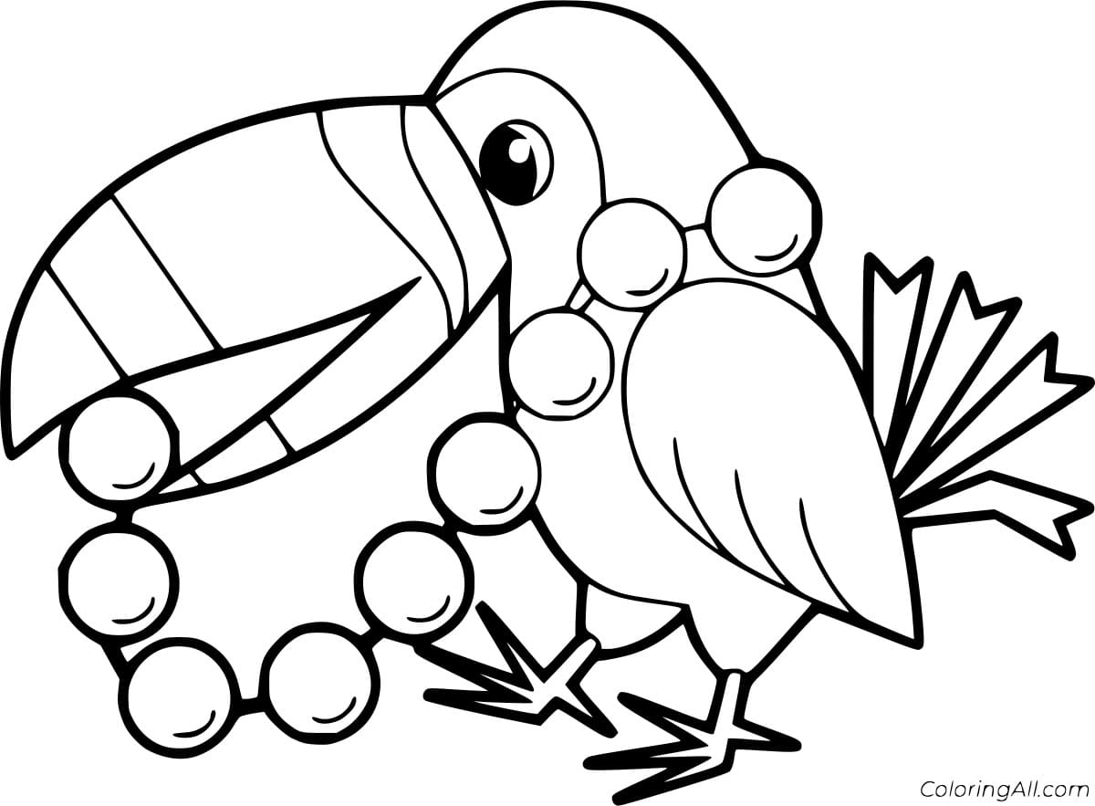 Cartoon Toucan and Necklace Coloring To Print Coloring Page