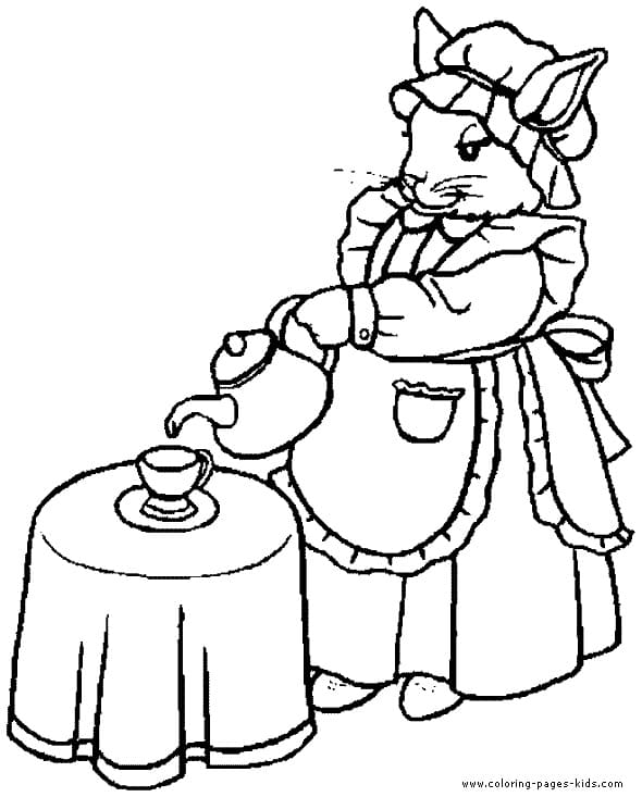 Cat Teapot Image Coloring Page