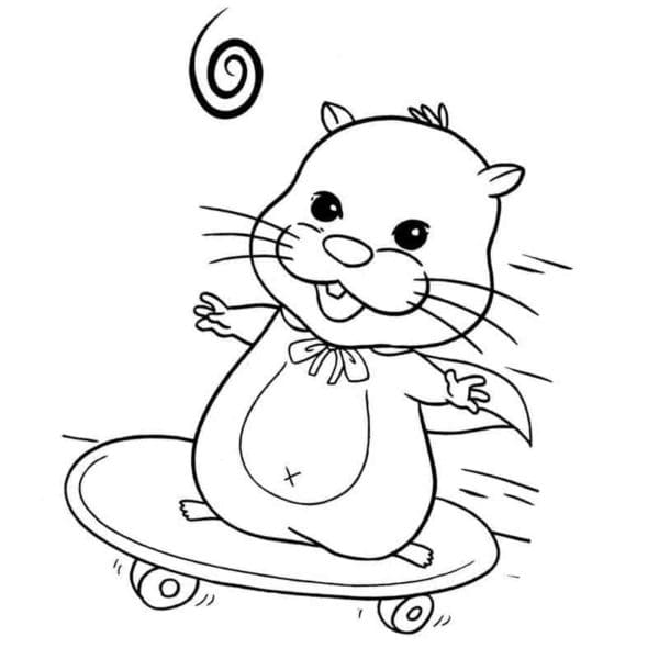 Cheerful Homa On A Skateboard Coloring Page