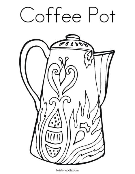 Coffee Pot Image Coloring Page