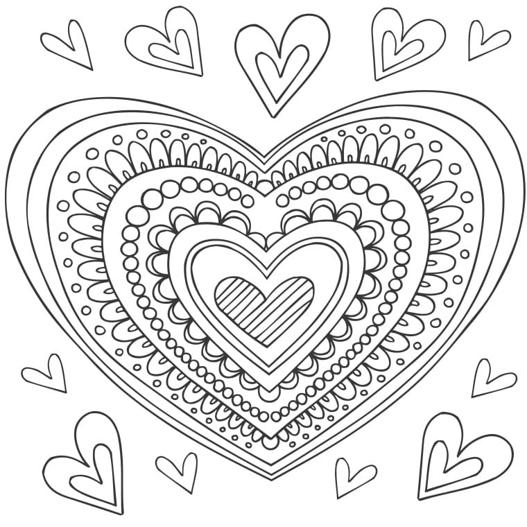 Coloring Heart Mandalas Coloring Page