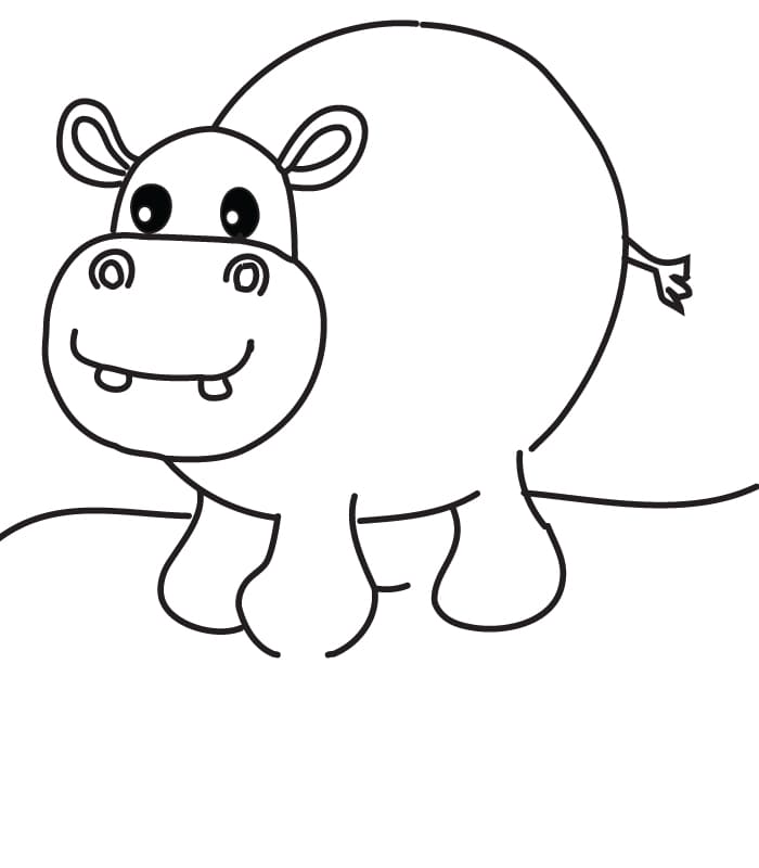 Coloring Hippopotamus Free Coloring Page