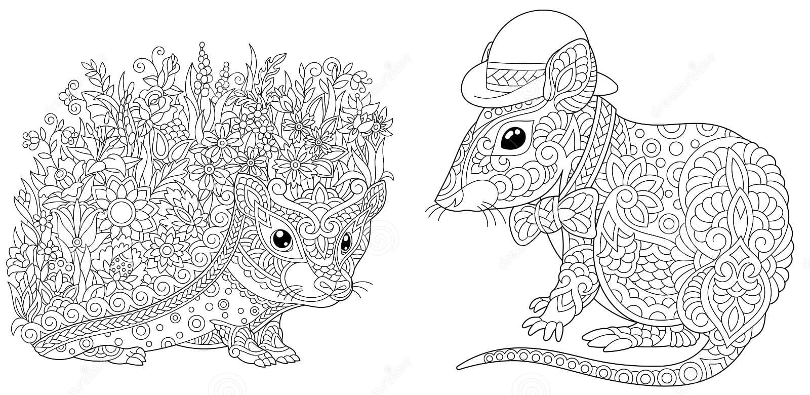 Coloring Pages With Hedgehog And Mouse Coloring Page
