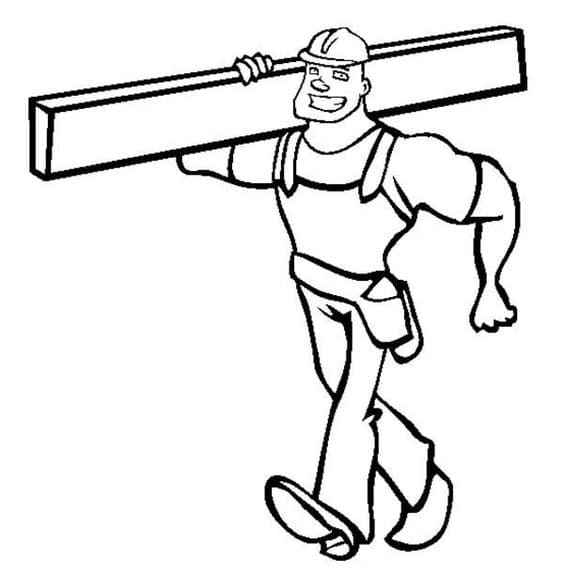 Construction Worker Free Printable Coloring Page