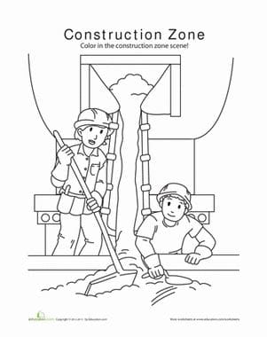 Construction Worker Free Coloring Page