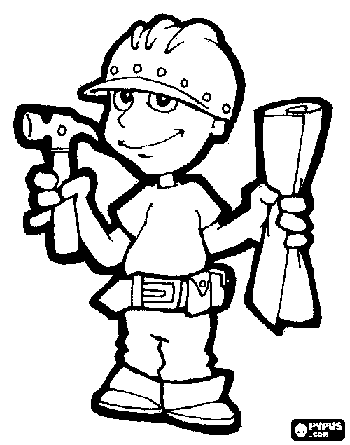 Construction Worker Printable Coloring Page