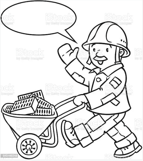 Construction Worker Say Hello Free Coloring Page