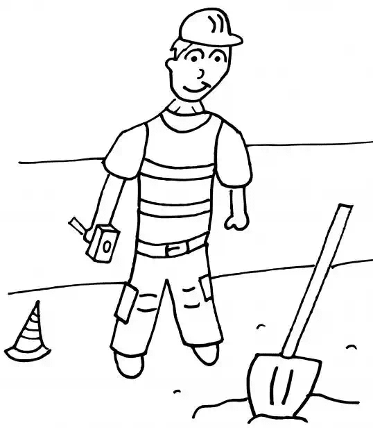 Construction Worker To Print Coloring Page