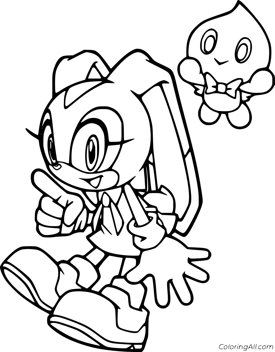 Cream the Rabbit and Cheese Free Printable Coloring Page