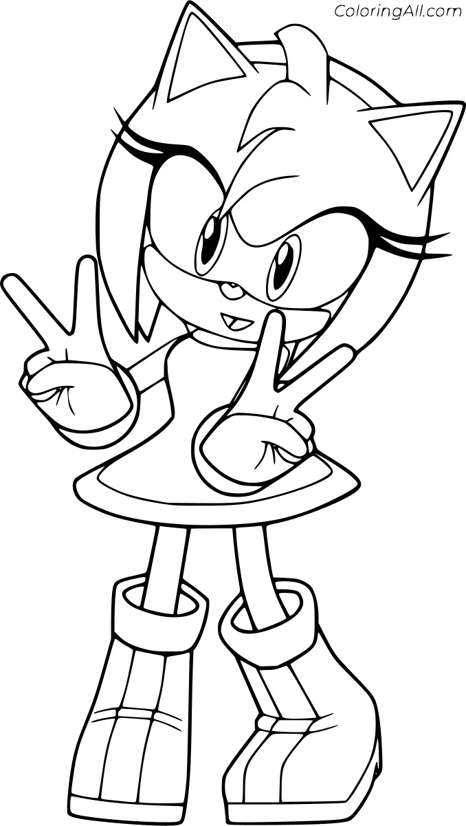Cute Amy Rose Free Coloring Page
