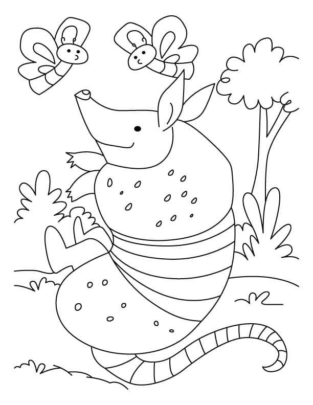 Cute Armadillo Free Printable Coloring Page