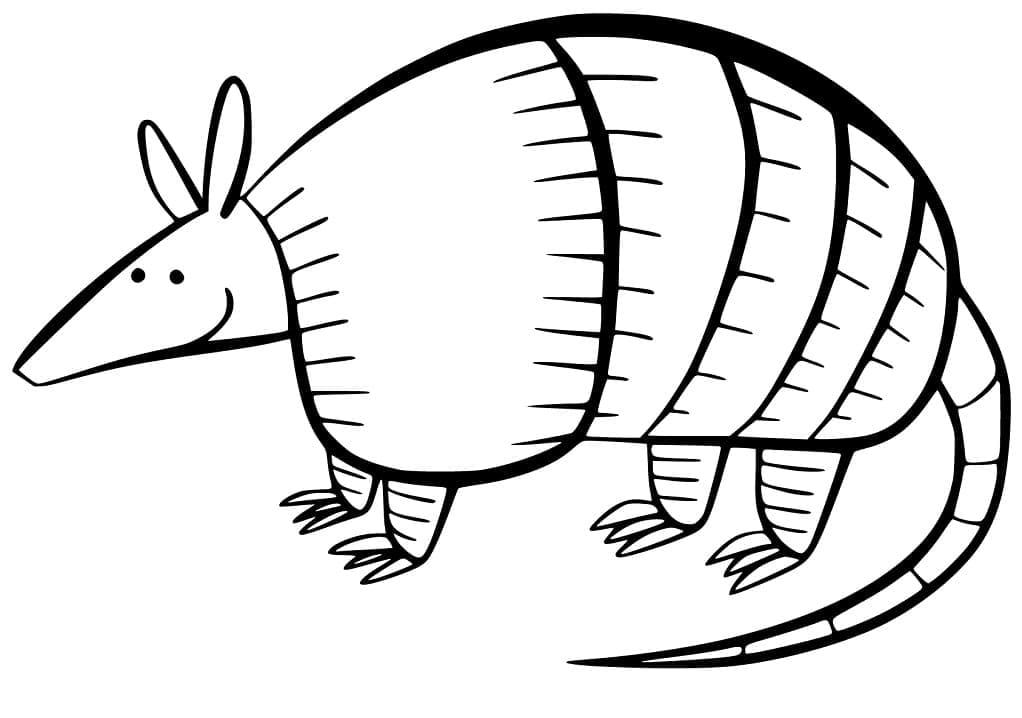 Cute Armadilo Smiling Coloring Page