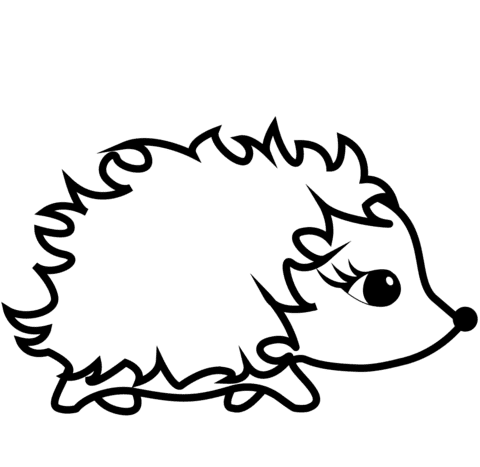 Cute Cartoon Hedgehog To Print Coloring Page