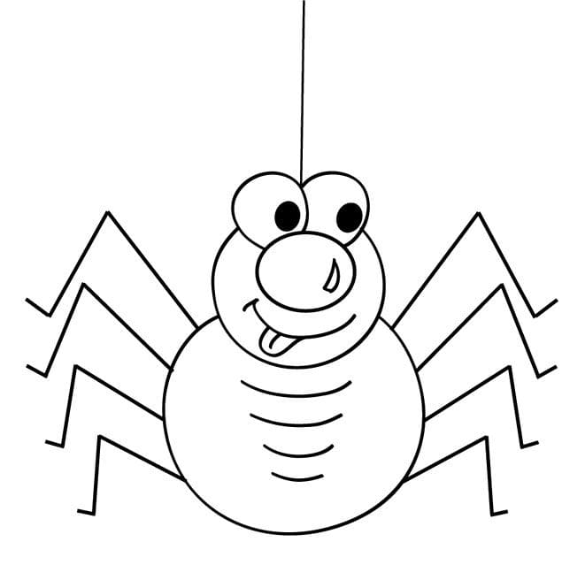 Cute Cartoon Spider Free Printable Coloring Page