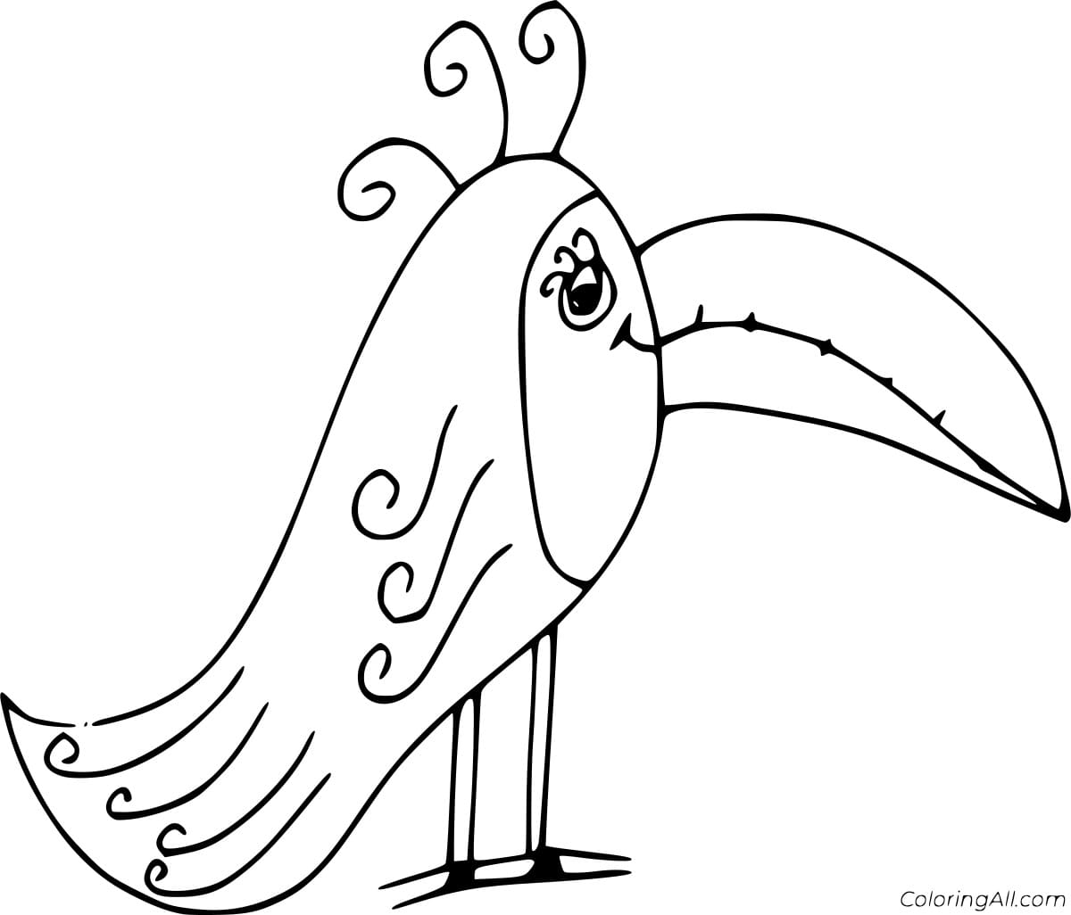 Cute Cartoon Toucan Free Printable Coloring Page
