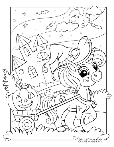 Cute Halloween Unicorn Picture Free Coloring Page