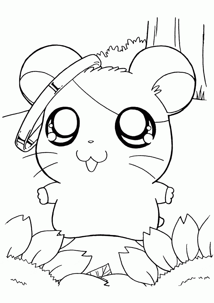 Cute Hamster Free Coloring Page
