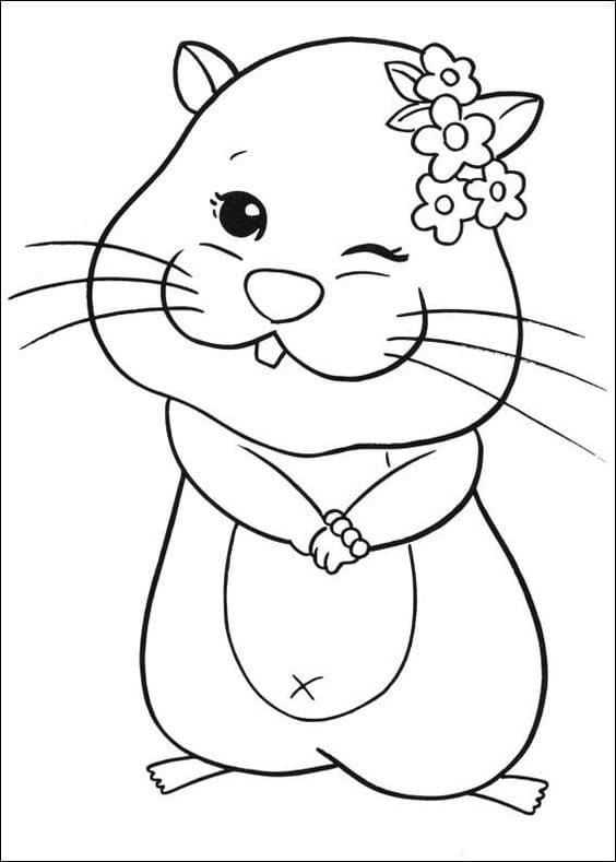 Cute Hamster Printable For Kids Coloring Page