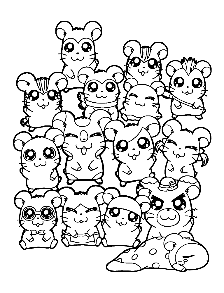 Cute Hamster Printable Coloring Page