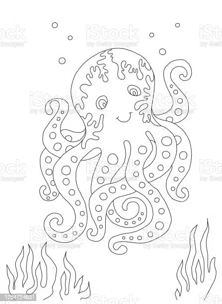 Cute Image Free Squid Coloring Page