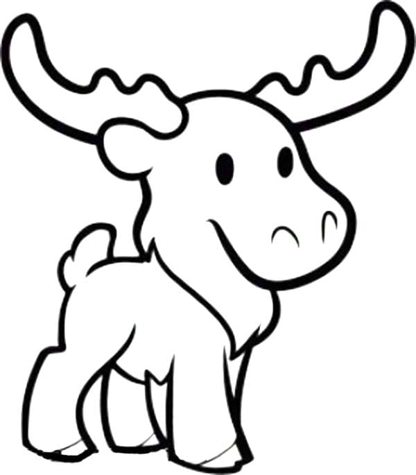 Cute Moose Free Coloring Page
