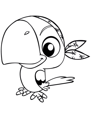 Cute Pirate Parrot Free Printable Coloring Page