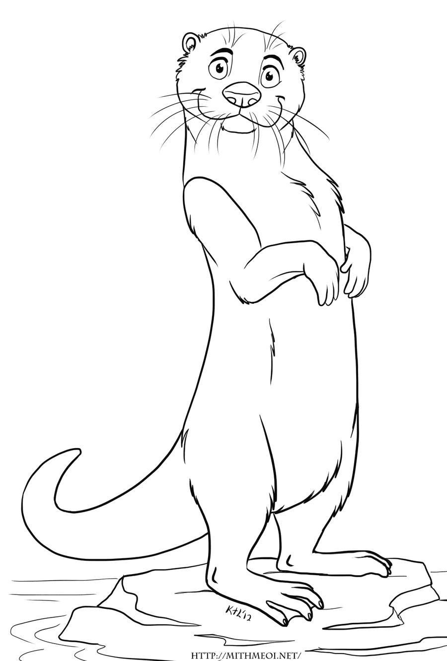 Cute Sea Otter Free Printable Coloring Page