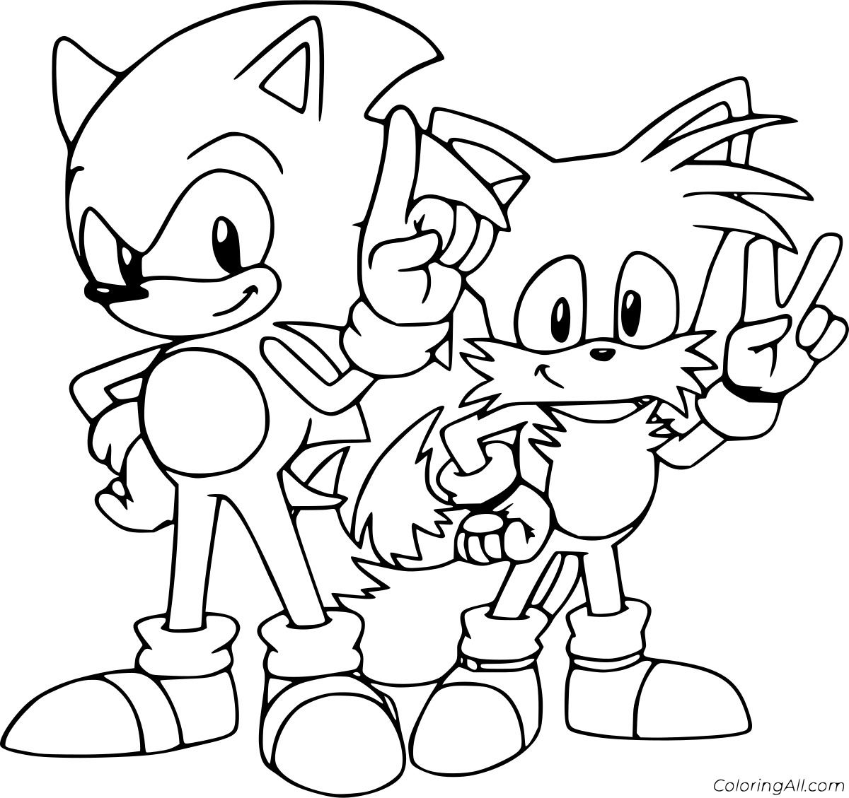 Cute Sonic and Tails Free Printable Coloring Page