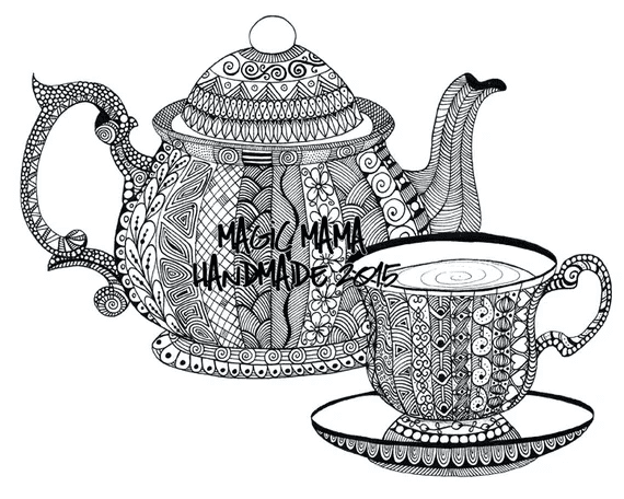Cute Teapot Image Coloring Page