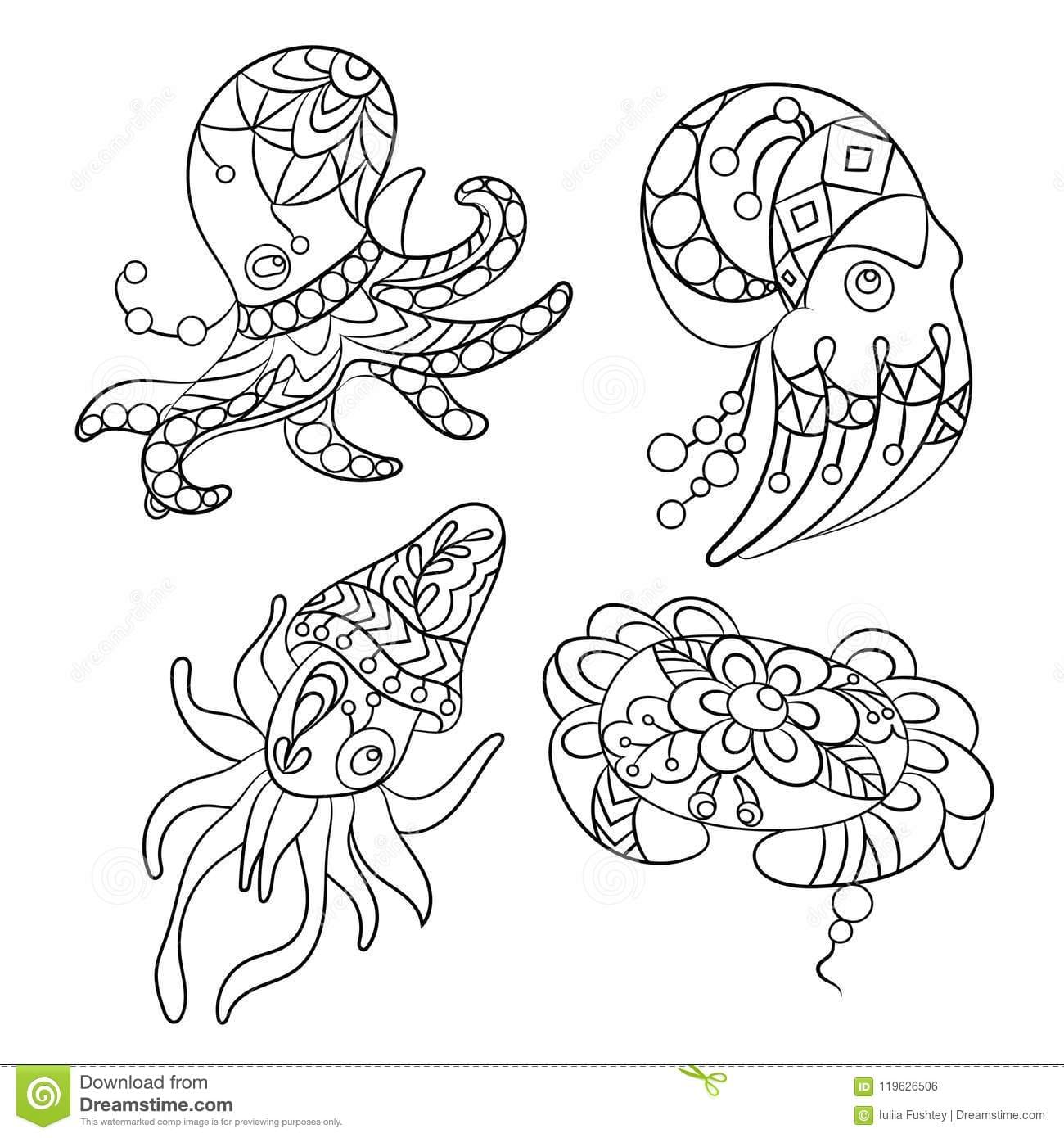 Cute Vampire Squid Free Coloring Page