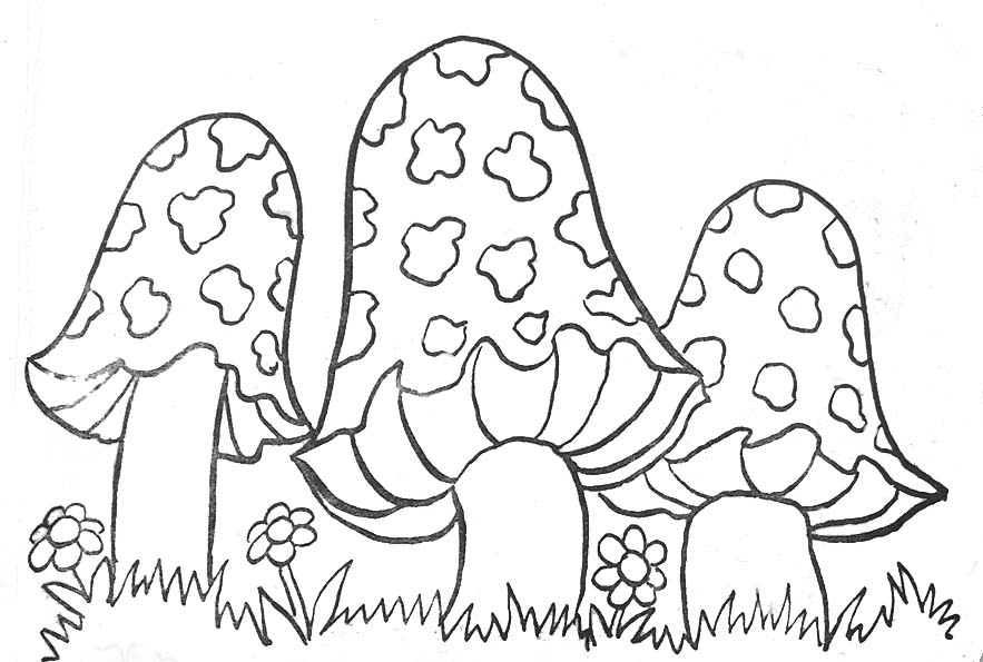 Cute free Mushrooms Coloring Page To Download Coloring Page